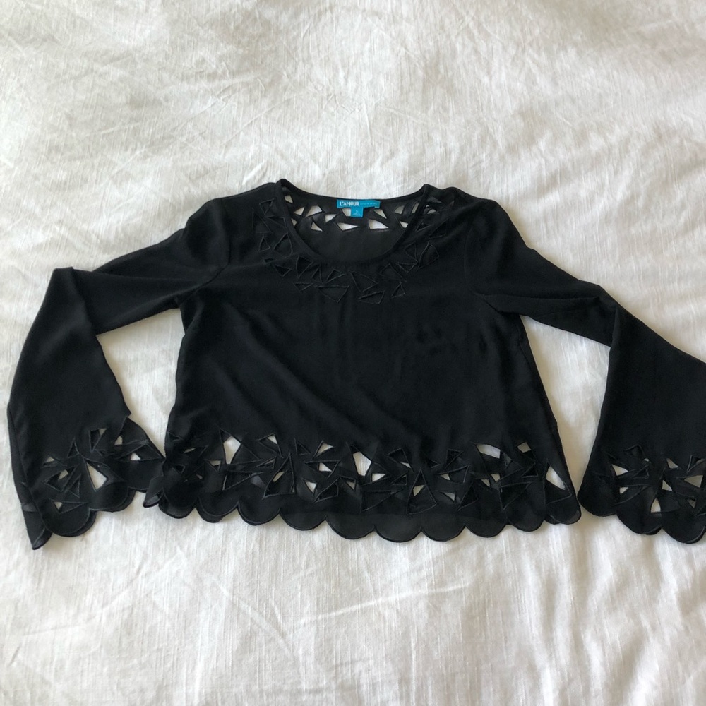 Nanette Lepore Black Bell Sleeve Blouse